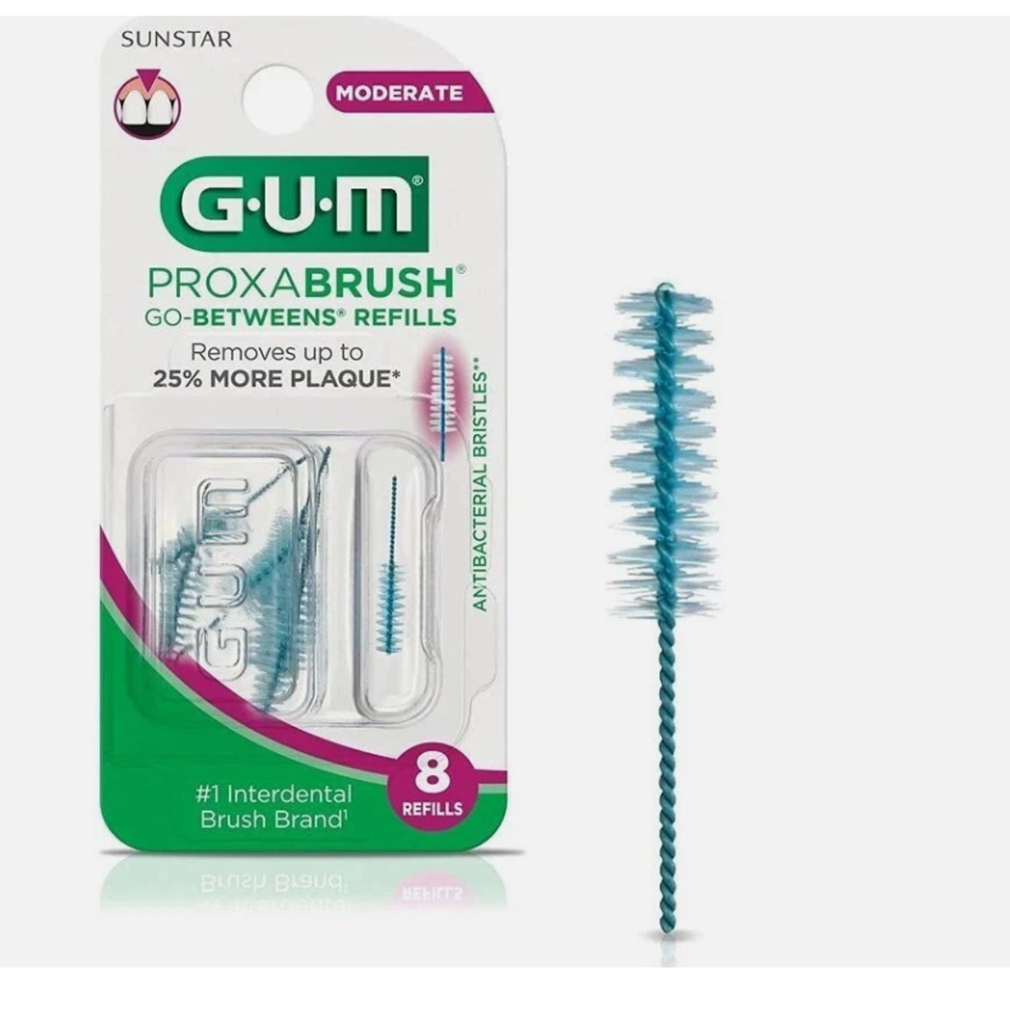 GUM 612A Proxabrush Go-Betweens Interdental Brush Refills Moderate 8 Ct - 6pk