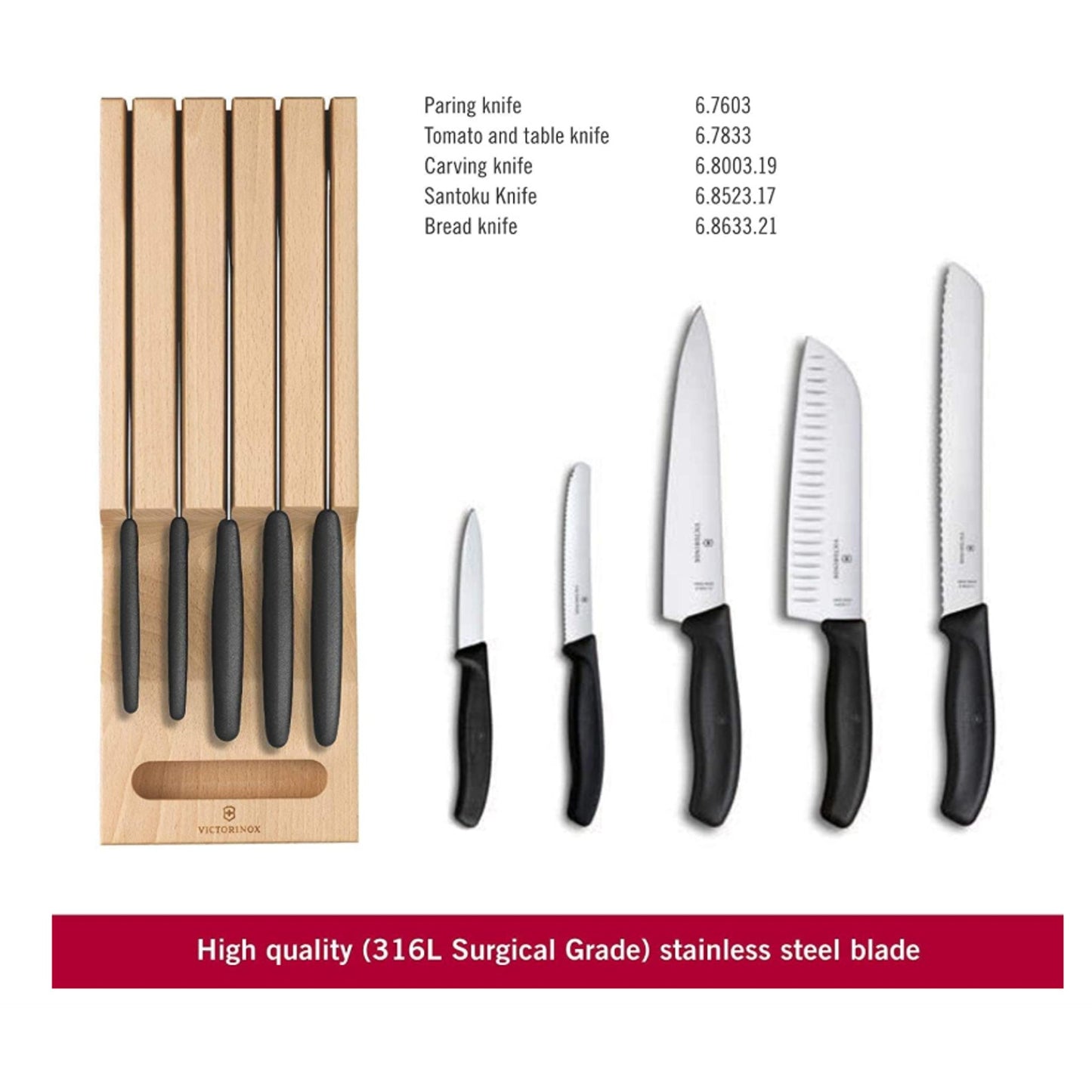 Victorinox Swiss Classic In Drawer 6 Piece Knife Holder 6pc - 6.7143.5