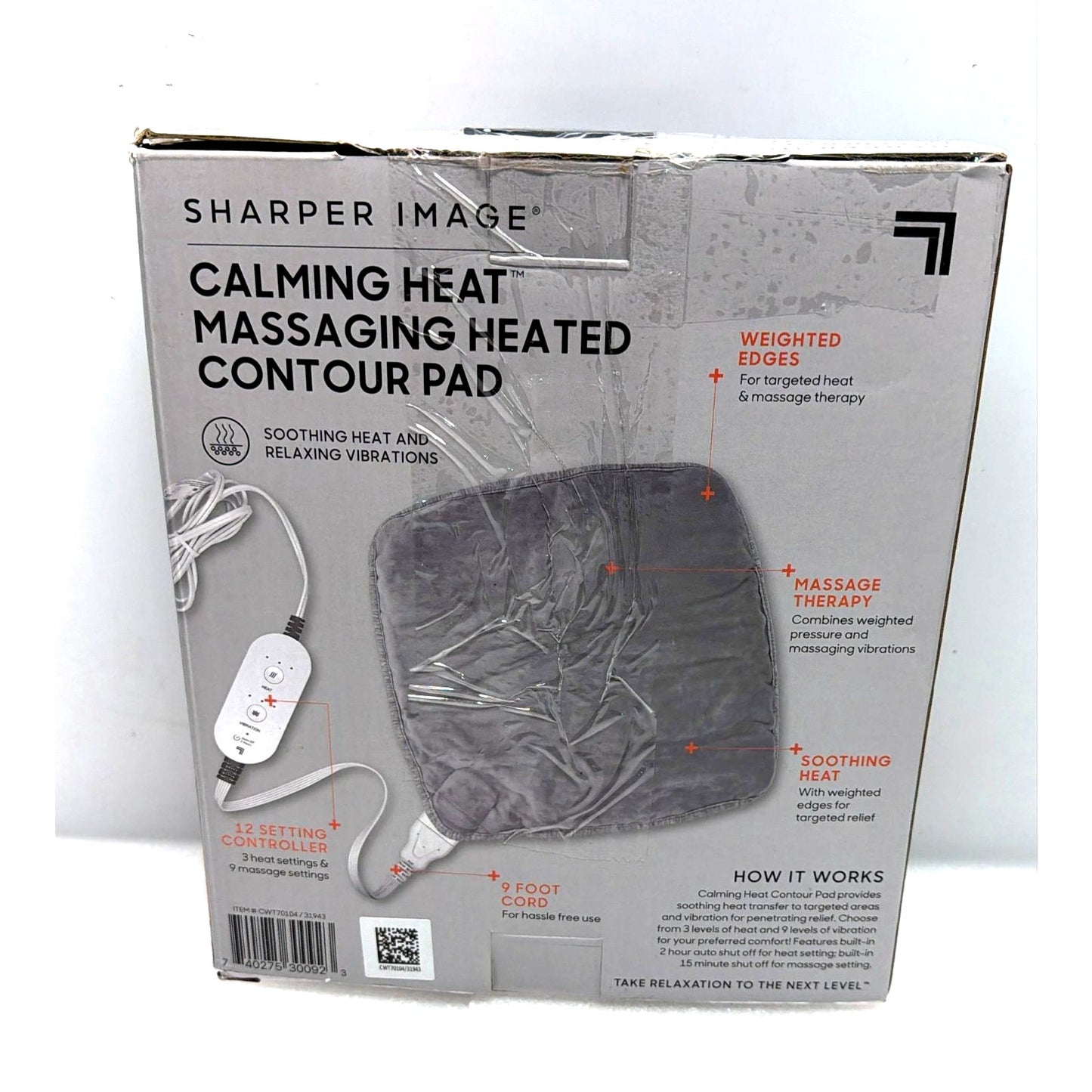 Calming Heat Vibrating Heating Contour Pad by Sharper Image- Weighted Electri...