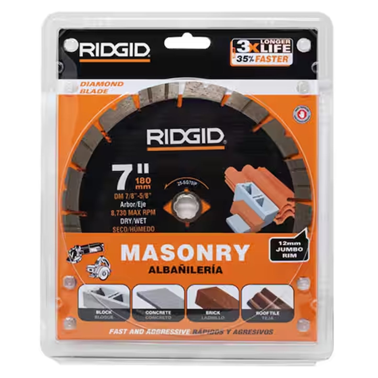 Ridge 7 in. Masonry Cutting Segmented Rim Diamond Saw Blade 850650003155
