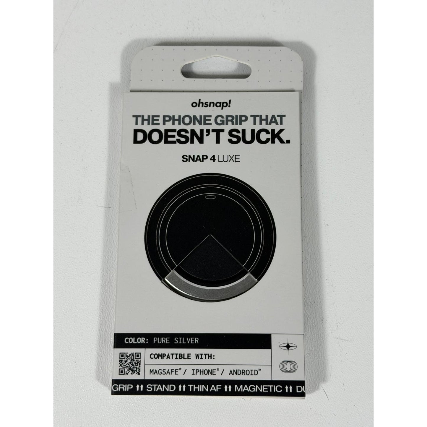 OhSnap Snap 4 Luxe Magnetic Phone Grip for Apple (Magsafe) - Pure Silver