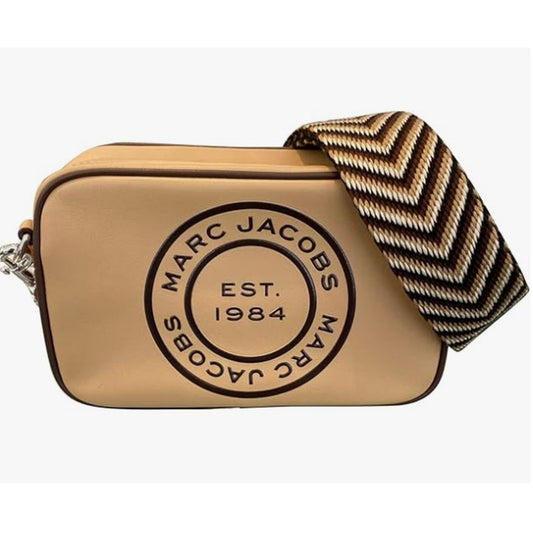 Marc Jacobs Signet FlashCamera Bag Crossbody Iced Coffee Purse Tan Leather
