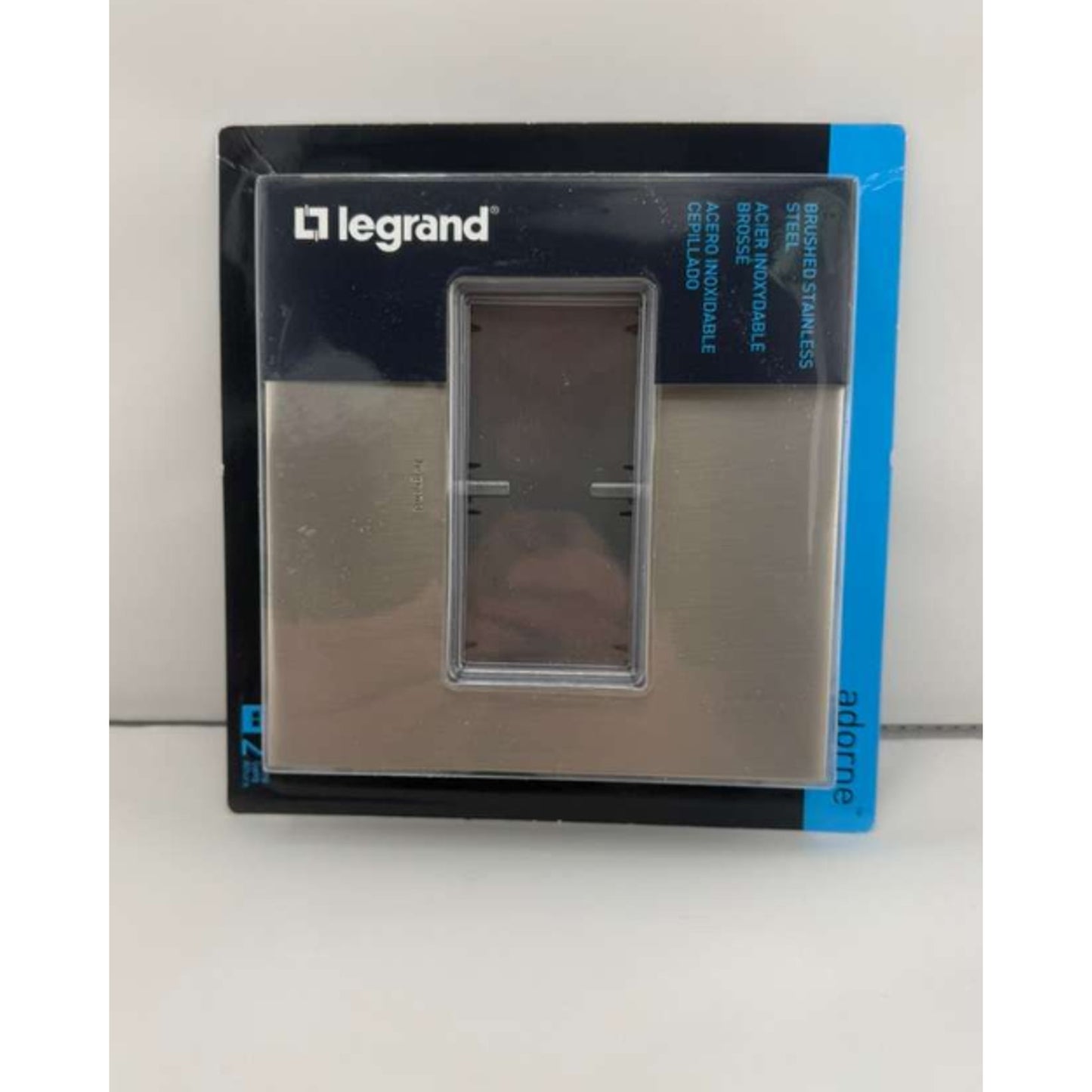 Legrand adorne® Brushed Stainless 2-Gang Screwless Wall Plate - # AWC2GBS4