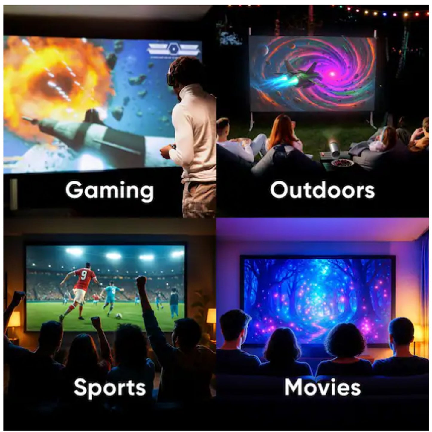 Tzumi 30469HD 1280 x 720 HD Movie Projector with Stand 360 Lumens