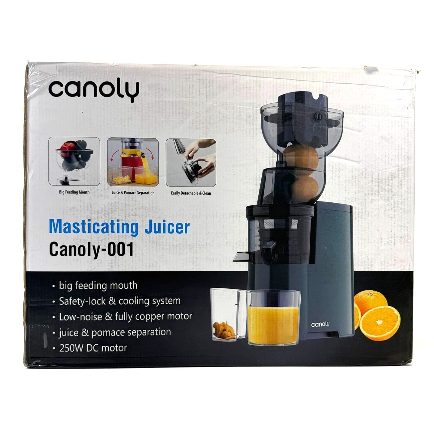 Canoly-001 Masticating Juicer, 250W, 3.5-inch Large Chute for Vegetable + Fruit