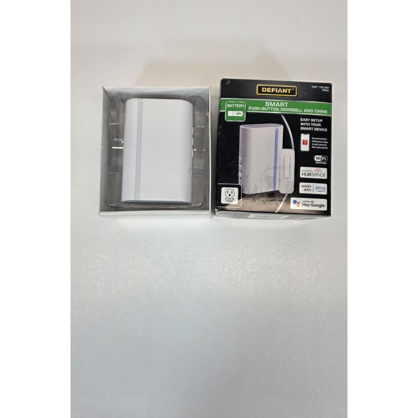 Defiant Hubspace Wi-Fi Smart Plug-In White Doorbell Kit Wireless Push Button