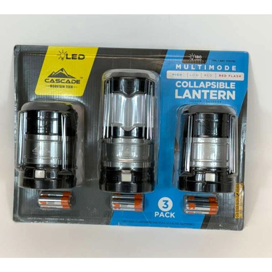 CASCADE MOUNTAIN TECH MULTIMODE COLLAPSIBLE LANTERN 3 PACK #1170792 180 LUMENS