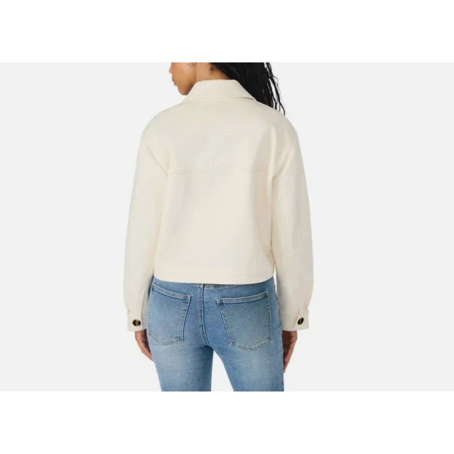 Steve Madden Women's Faux Suede Crop Jacket Cream Color Size Medium