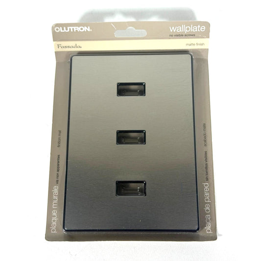 Lutron Fassada 3 Gang Wallplate Toggle Dimmer & Switches, FW-3-SS, Stainless
