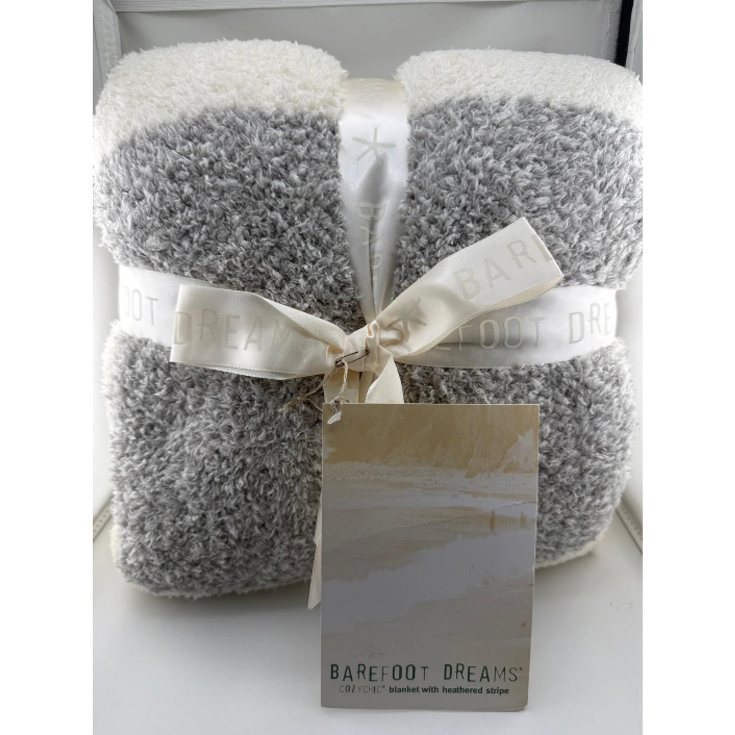 Barefoot Dreams Luxe Heathered Stripe Throw BlanketBAREFOOT DREAMS®, White/gray