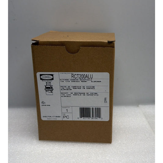 Hubbell RCT220ALU Tamper Resistant Surface Mount Kitchen Receptacle 15A -125V
