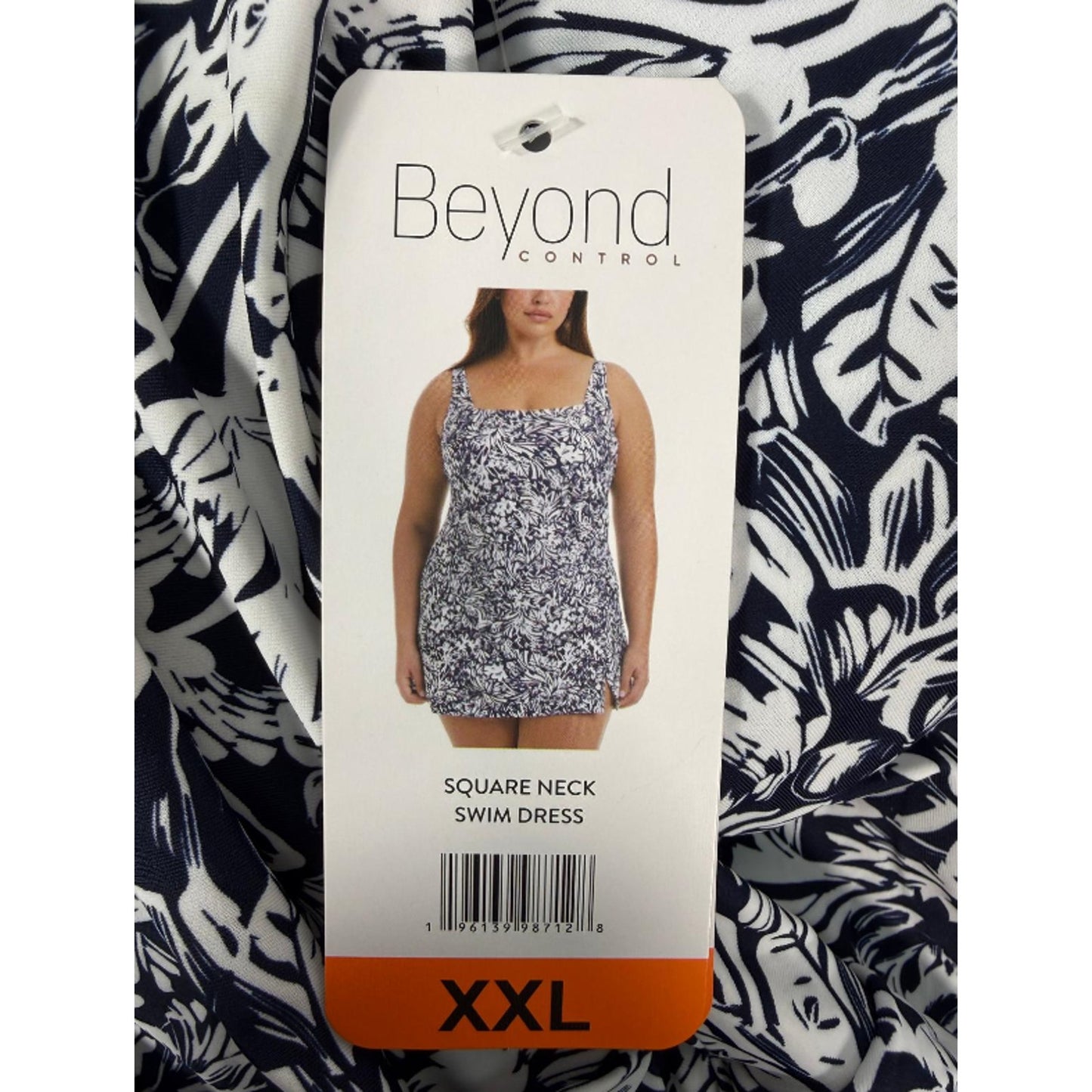 Beyond Control Women's Swim Dress White and Navy XXL