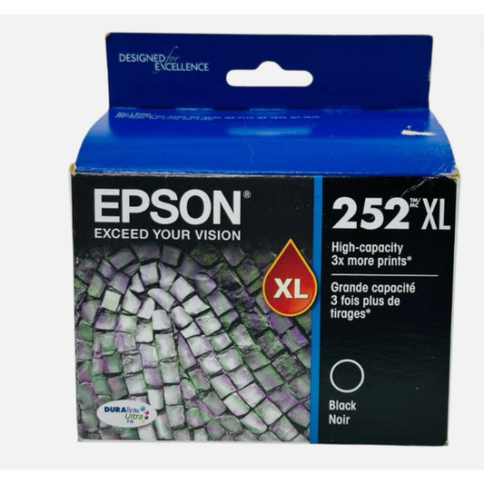 Genuine Epson 252XL Black Ink Cartridge High Yield T252XL120, 010343910331