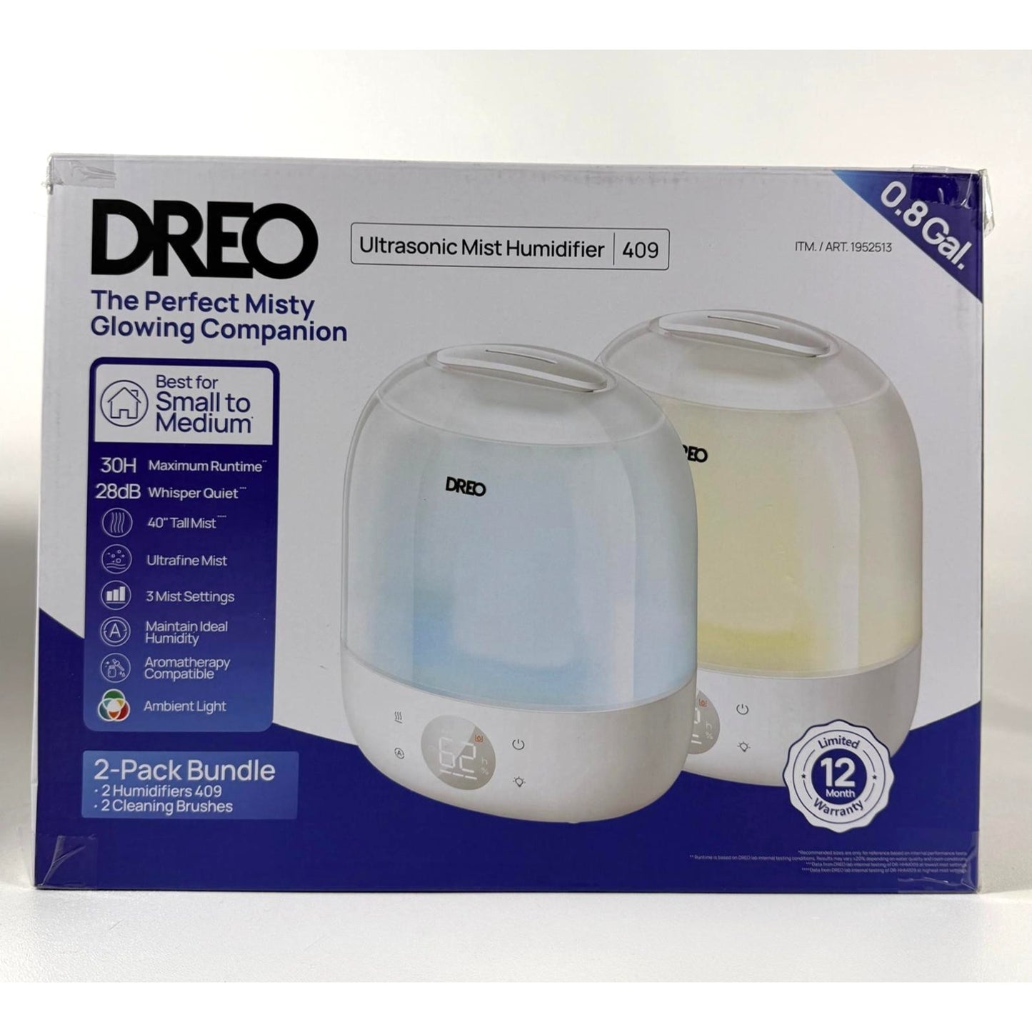 Dreo Ultrasonic Mist Humidifier 2Pk 409 3 Mist Settings Aromatherapy Compatible