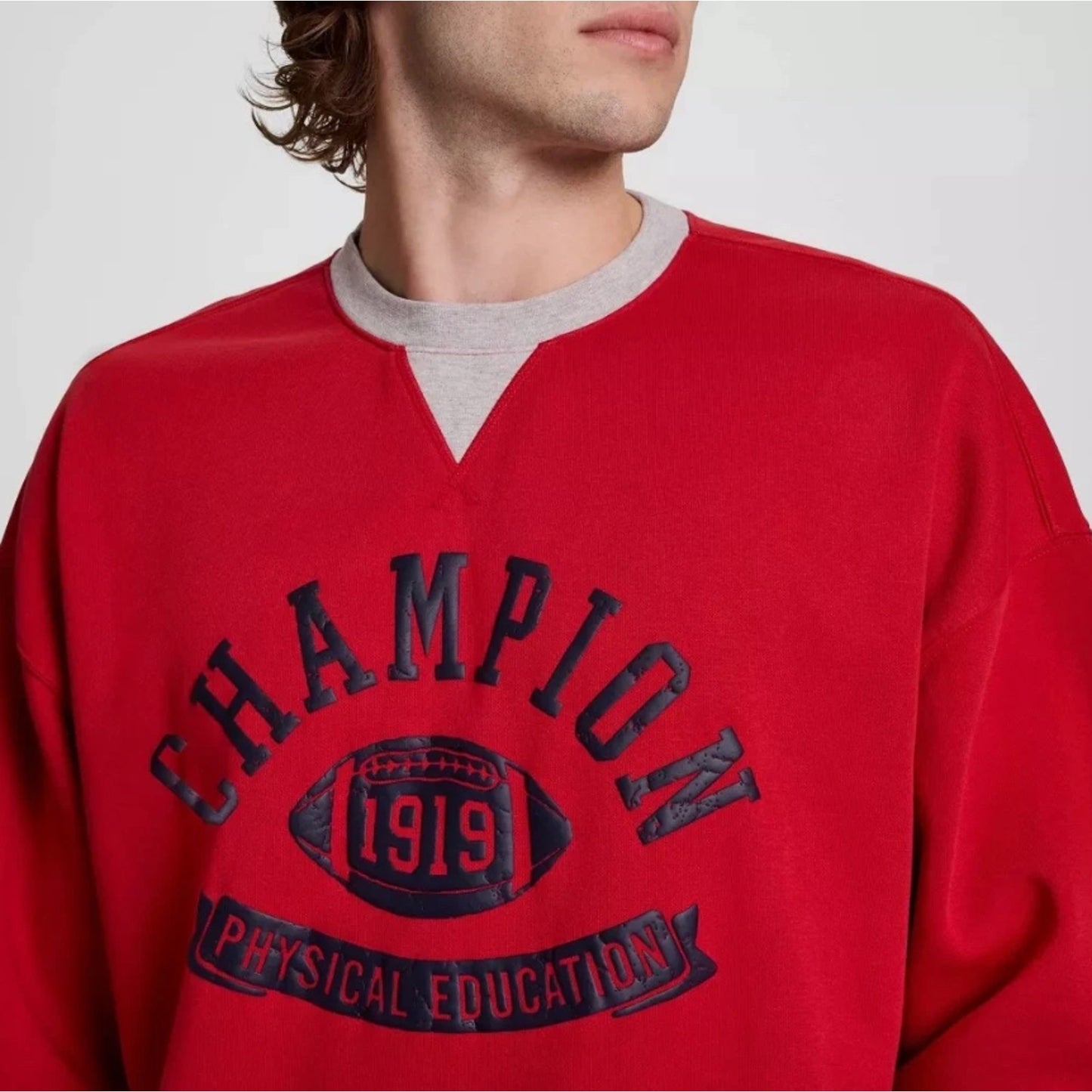 Champion Men's Physical Education Colorblocked Sweatshirt - Lava Falls Medium