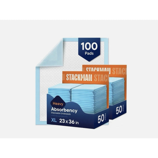 Stackman 100ct (2x50CT) Adult Underpads 23"x36" Heavy Absorbency Chux Bed Pads