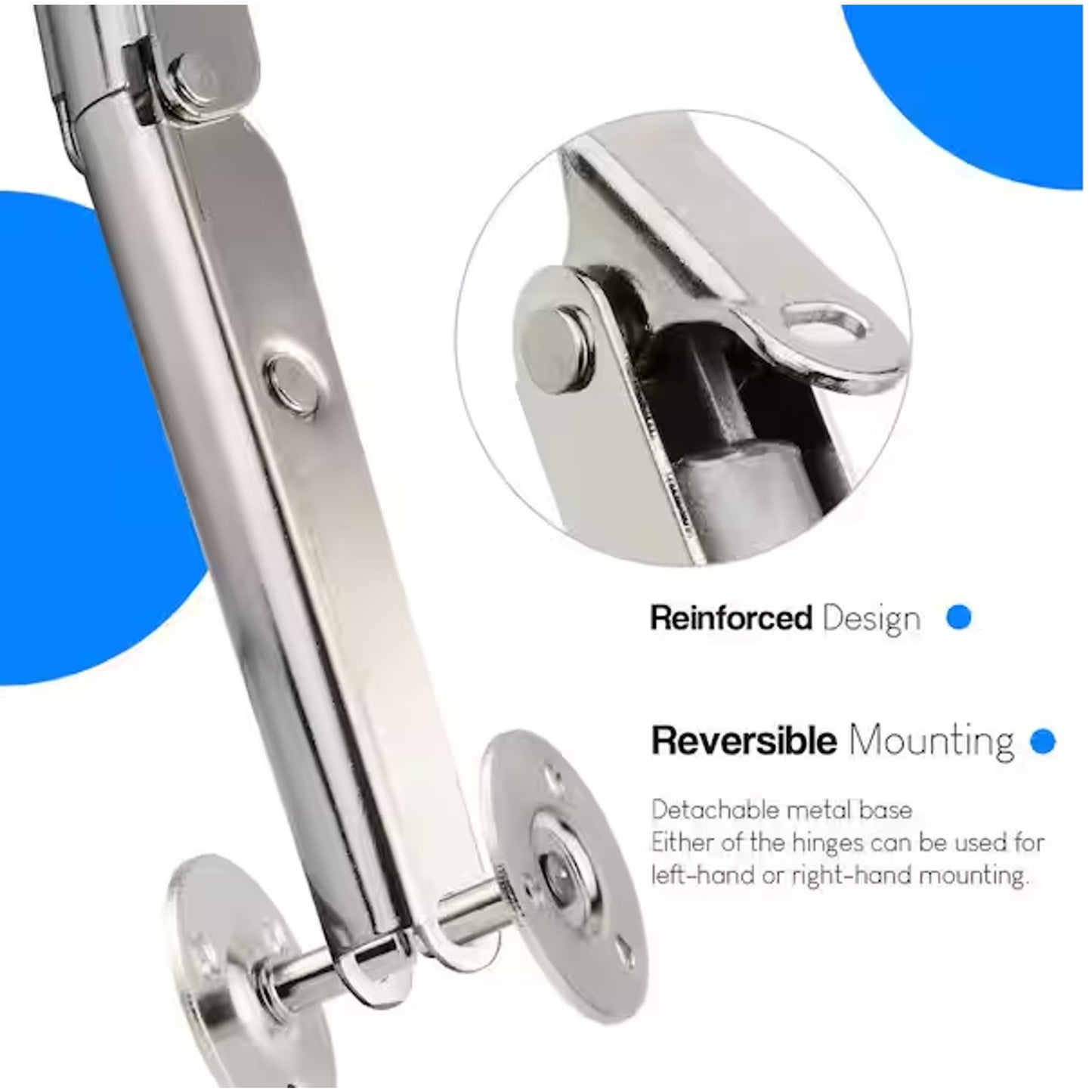 200N Gas Struts Heavy Duty Soft Close Lid Support Hinges Automatic Slow Lowering
