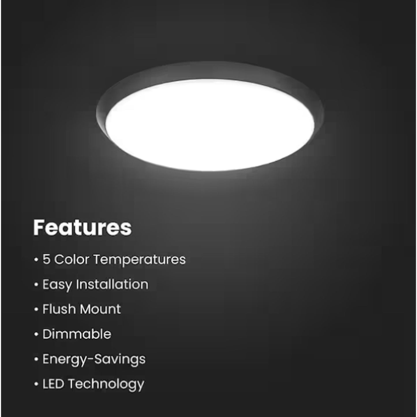 Integrated LED Dimmable Selectable CCT Flush Mount Indoor Ceiling Light