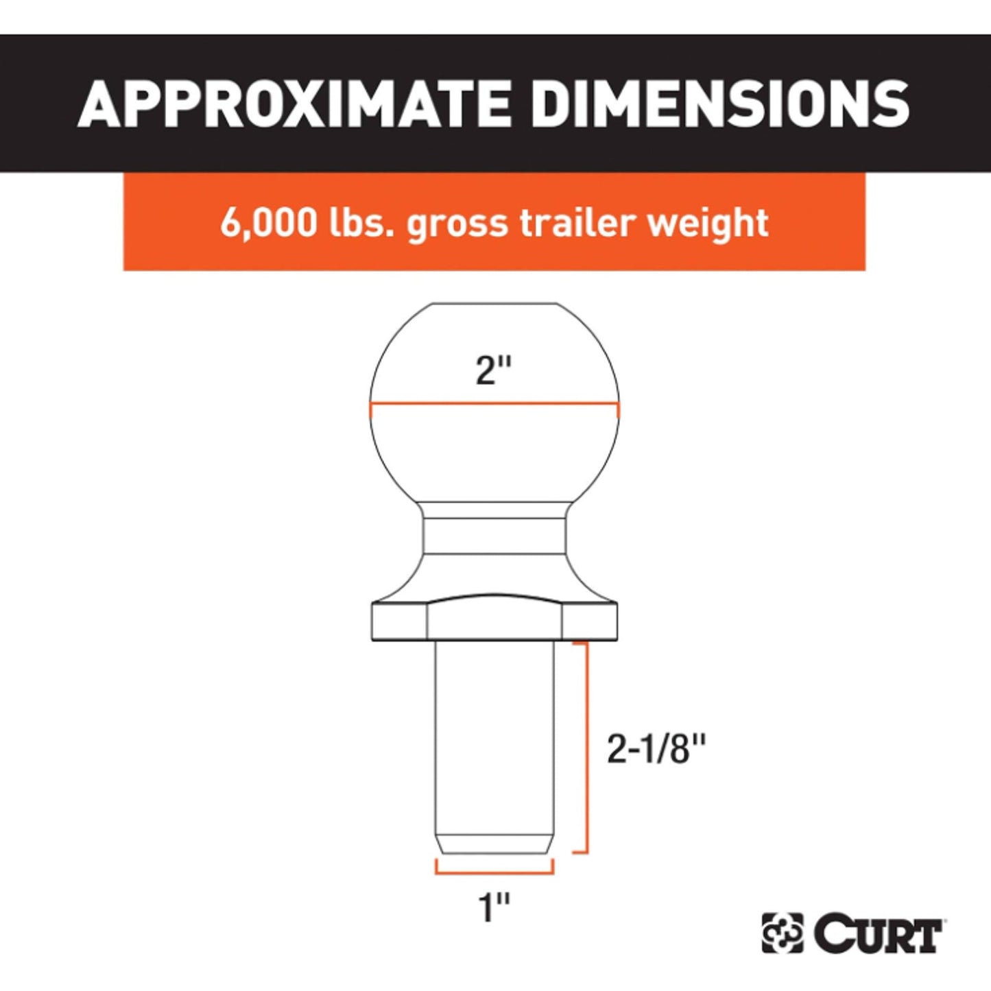 CURT 40004 2" Chrome 6,000 lbs Trailer Hitch Ball