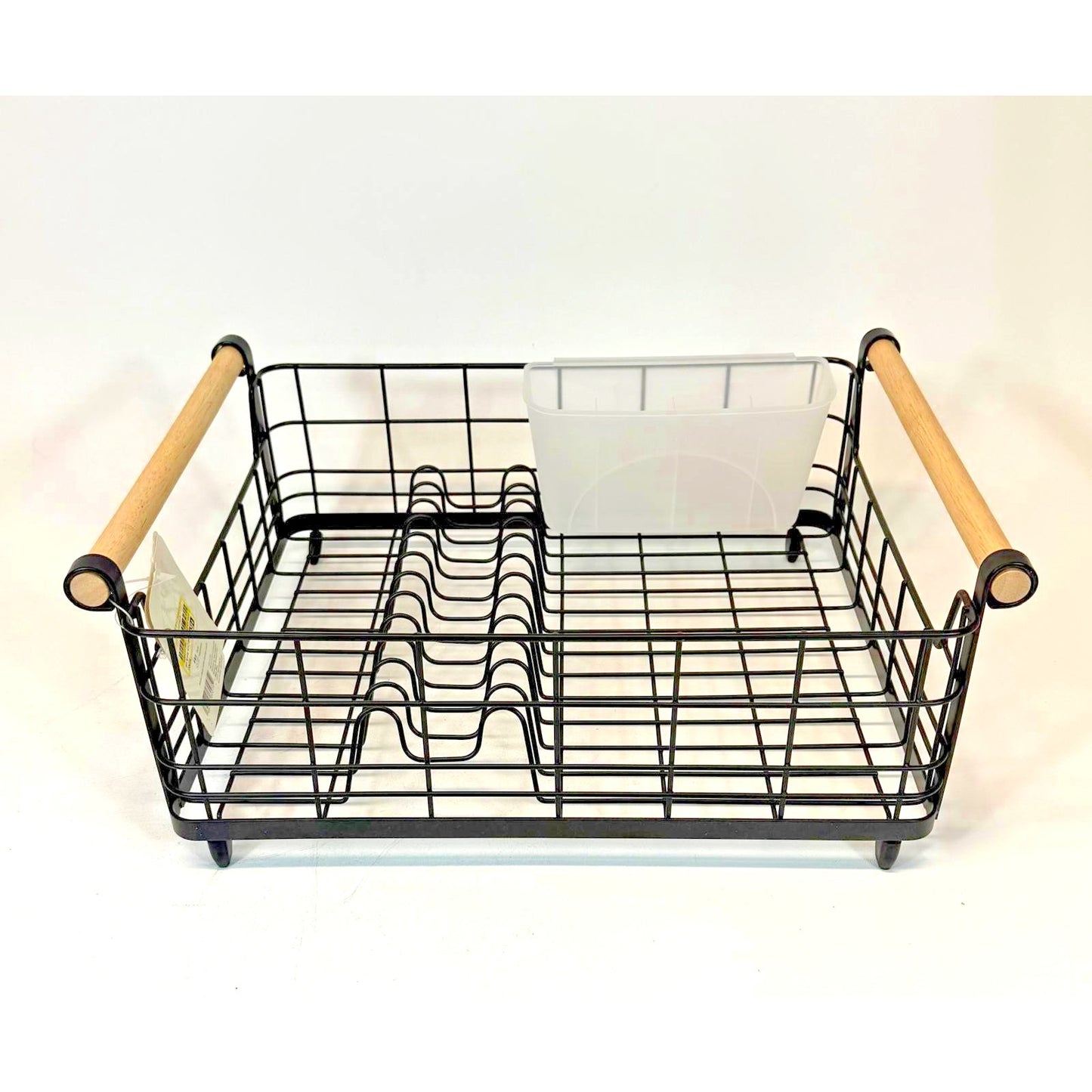Dish Rack with Powder Coated Finish and Rubber Wood Handles Black - Brightroom