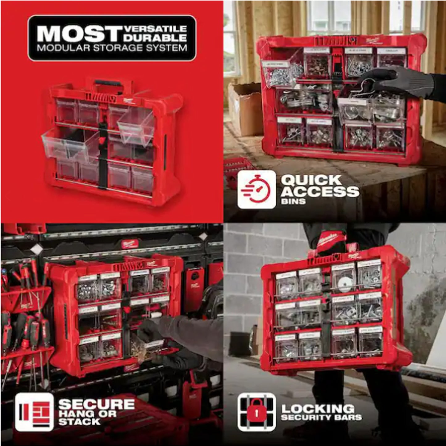 Milwaukee 48-22-8433 PACKOUT Tilt Bin Organizer w/ 10 Quick-Access Bins