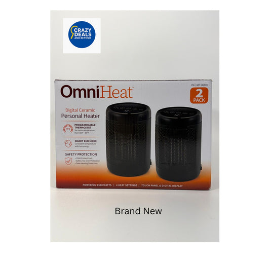 OmniHeat Digital Ceramic Personal Heater, 2 Pack