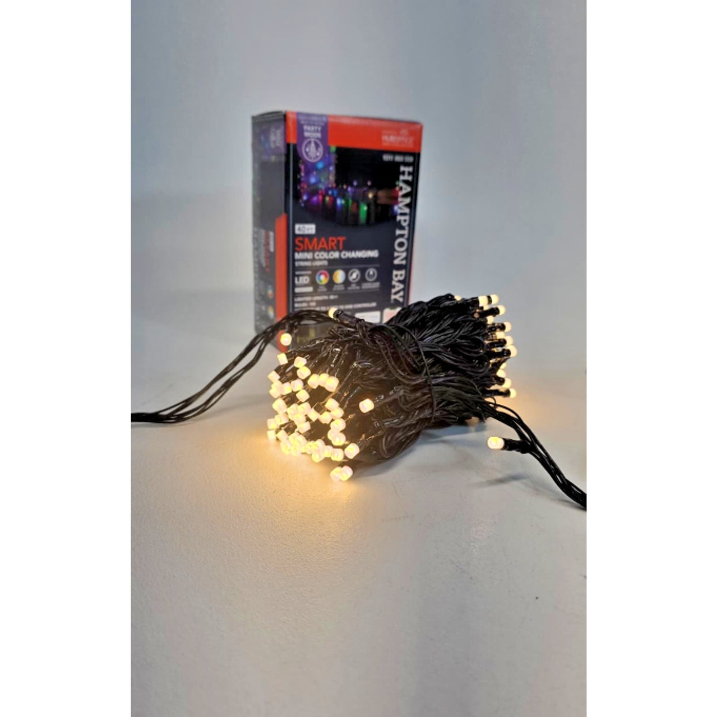 Hampton Bay Smart 100 Bulb 40 Ft Mini Color Changing String Light Indoor/Outdoor