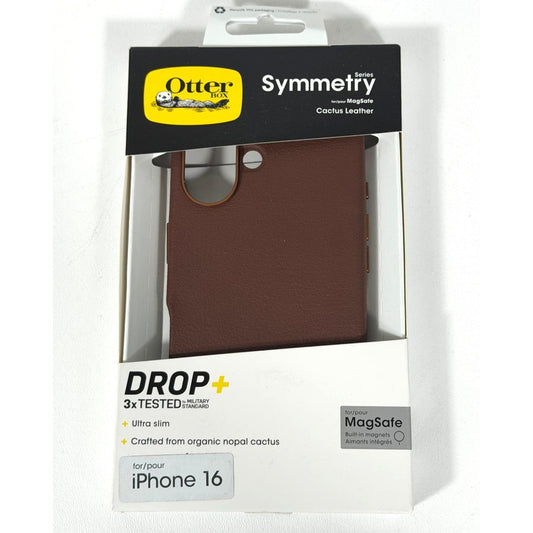 OtterBox Symmetry Cactus Leather MagSafe Case Apple iPhone 16 - Rich Adobe