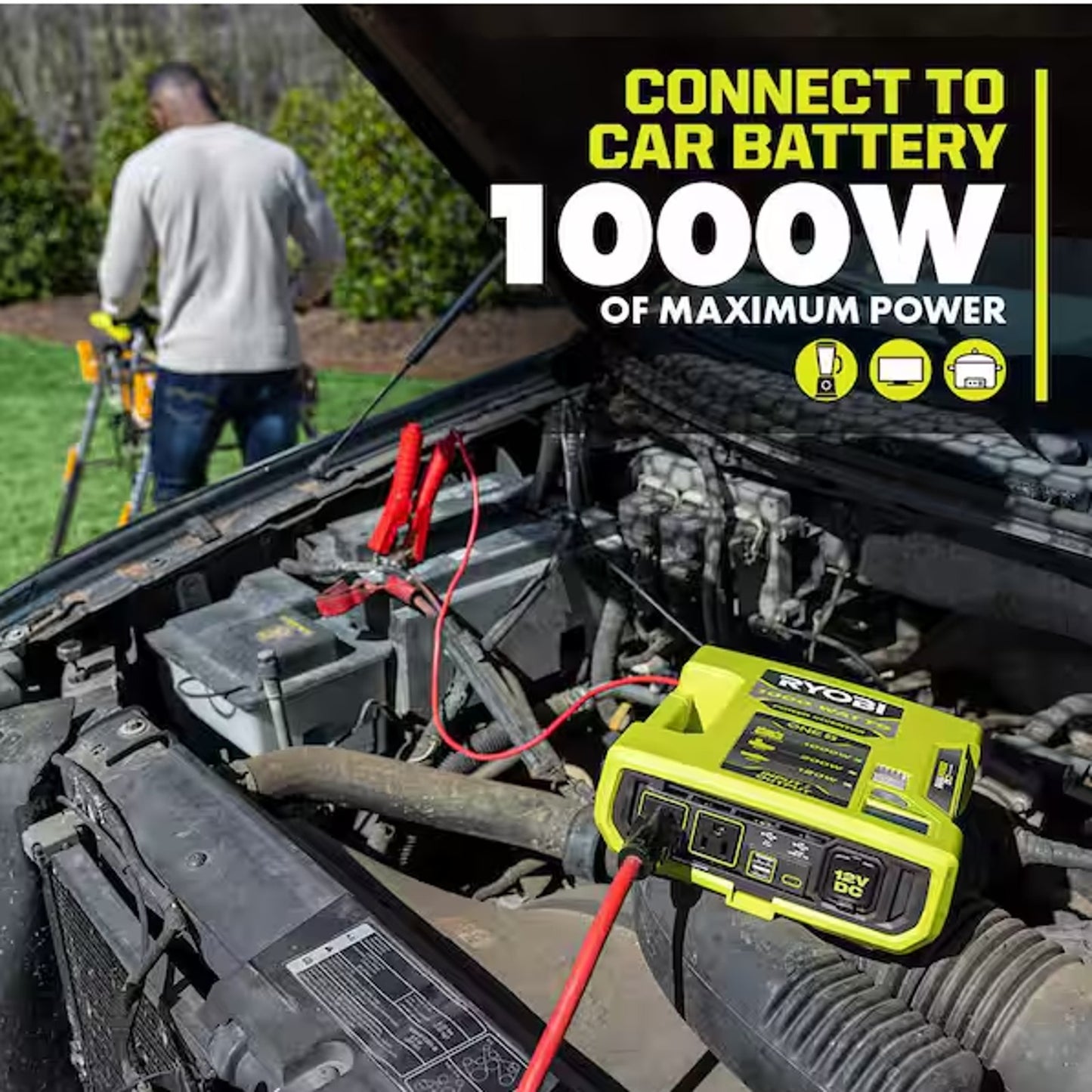 RYOBI RYi1030A 18V 1000-Watt Max 12-Volt Automotive Power Inverter