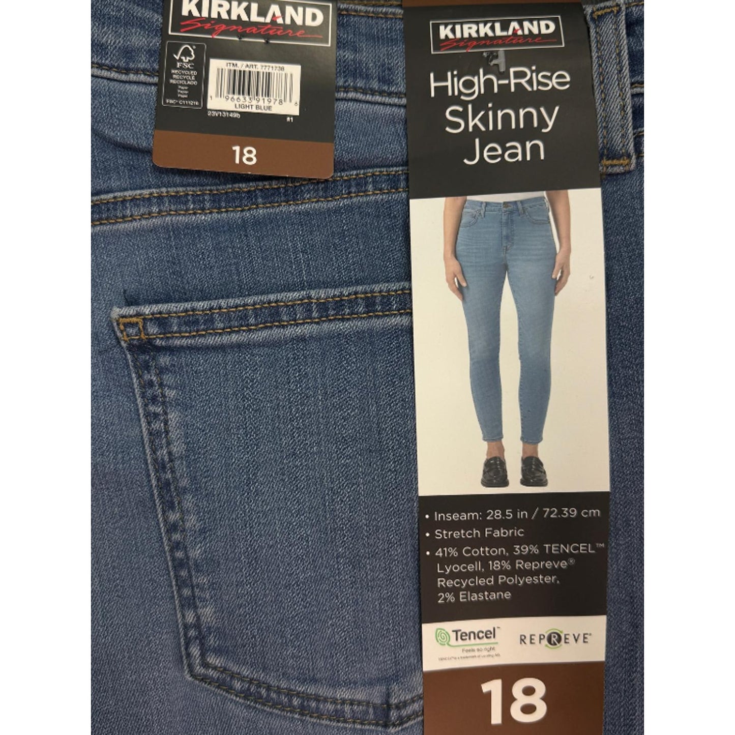 Kirkland Signature Women S Skinny Jean Light Blue 18