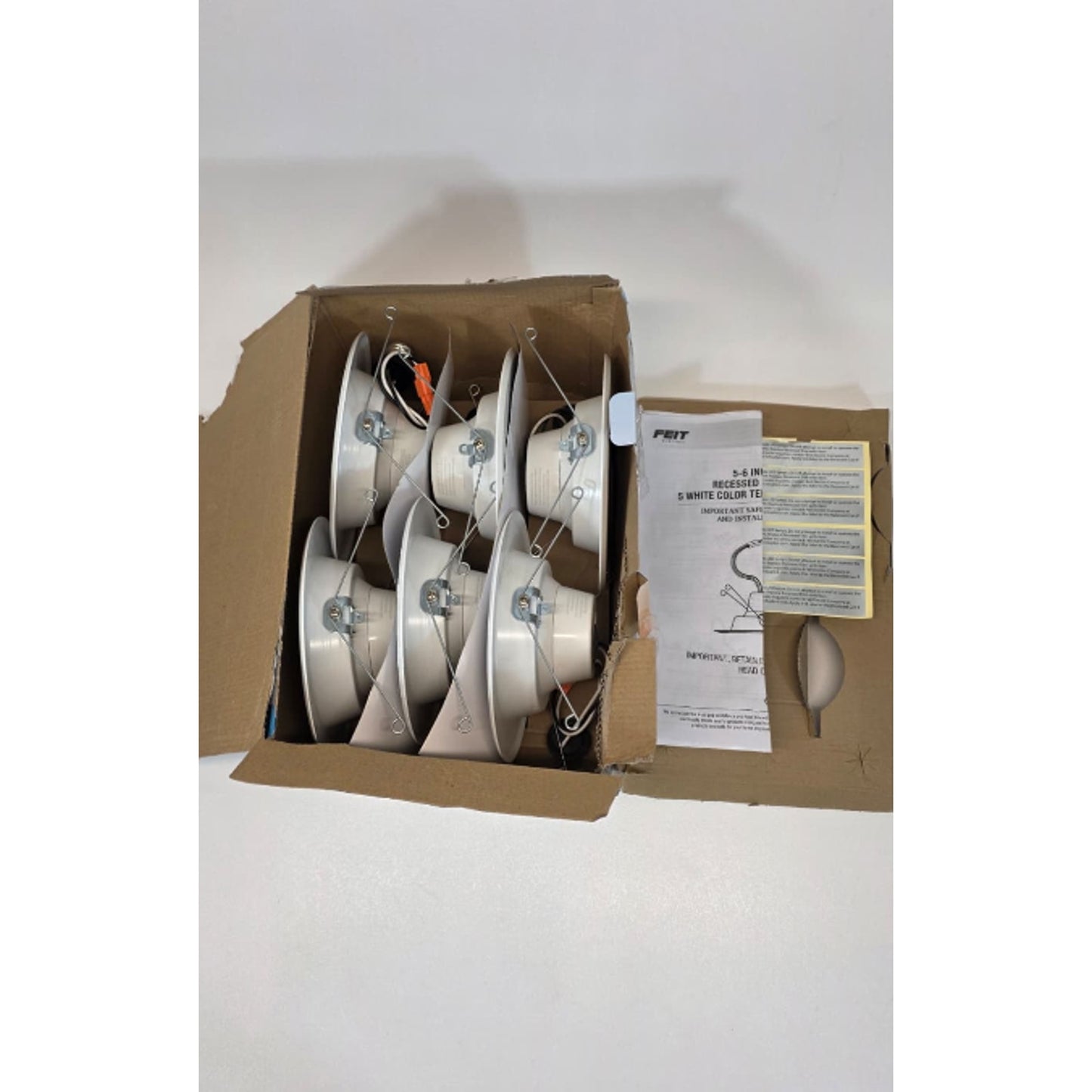 FEIT Electric 5/6" LED Recessed Downlight Kit 6-Pack Dimmable Adjustable White