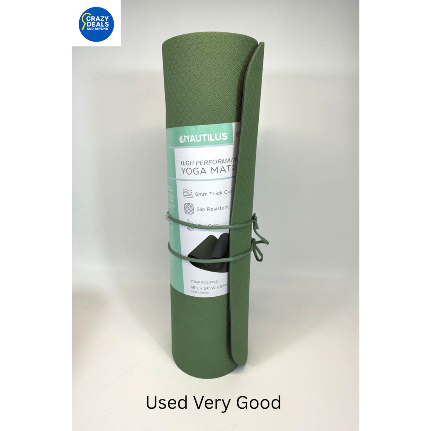 Nautilus Yoga Mat with Strap, Earth Green