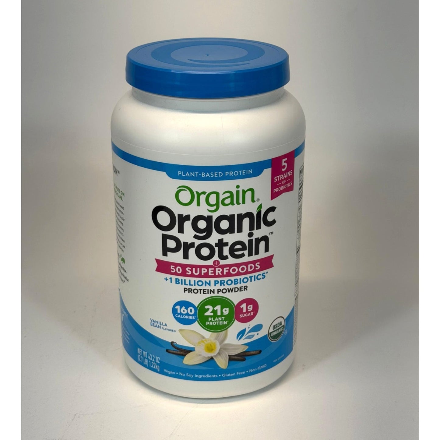Orgain Organic Superfoods Plant Based Protein Powder Vanilla Bean 2.7 lbs