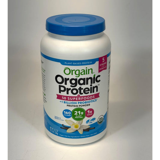 Orgain Organic Superfoods Plant Based Protein Powder Vanilla Bean 2.7 lbs