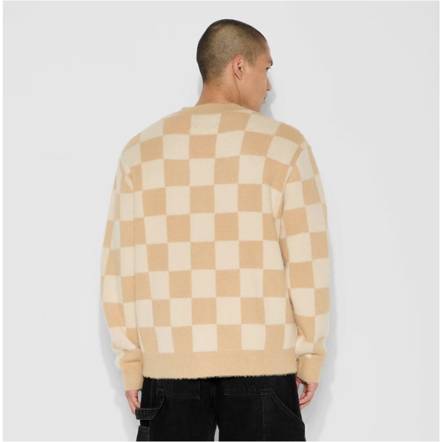 Men's Oversized Cardigan Sweater - Original Use in Cream Size Large