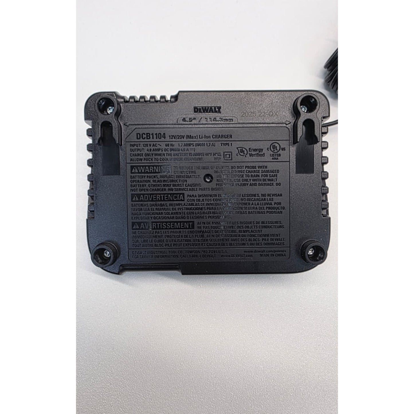DEWALT DCB1104 12V & 20V Volt MAX Li-Ion 4 Amp Battery Charger
