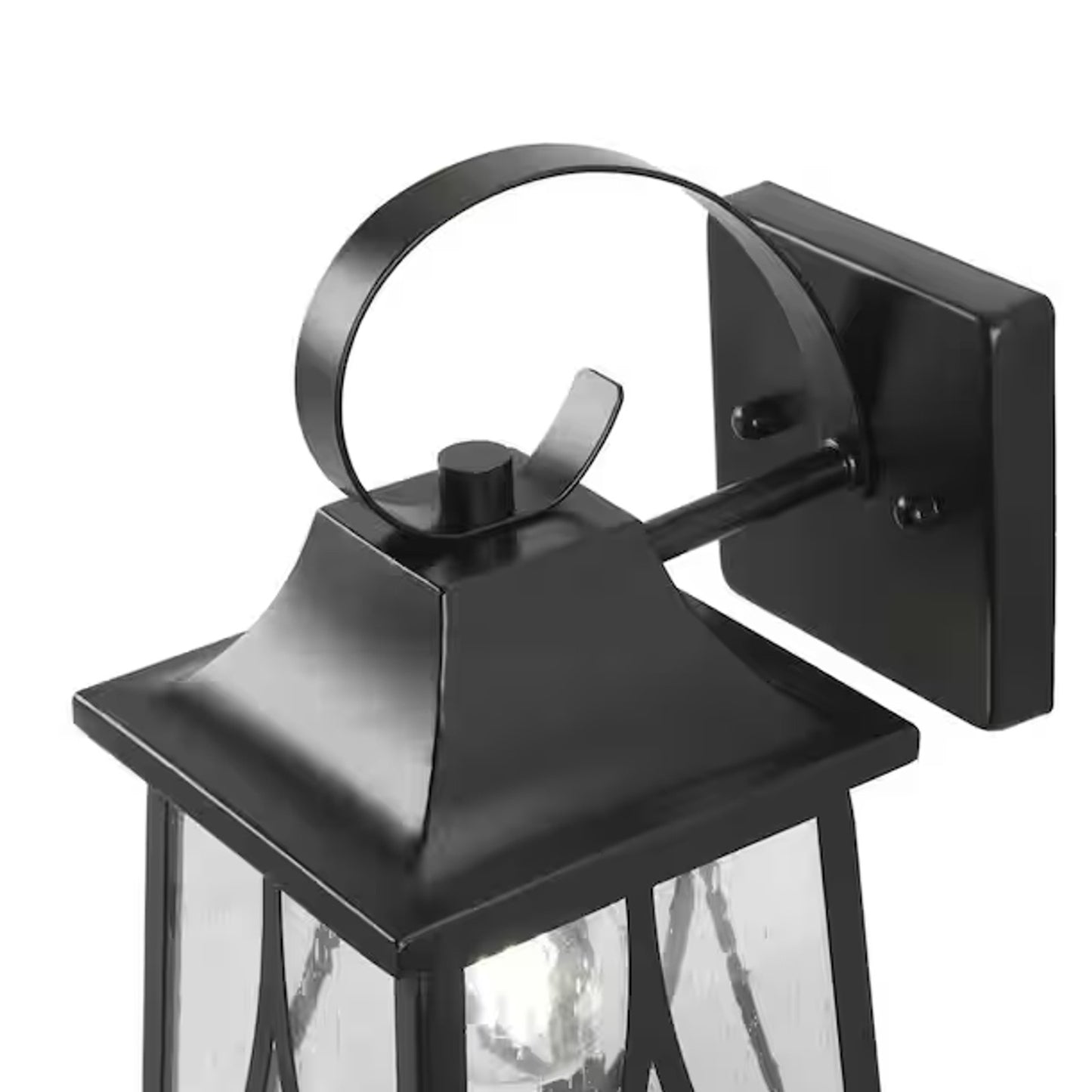 Drackert 13" 1-Light Black Outdoor Wall Light Lantern Sconce with Seedy Glass
