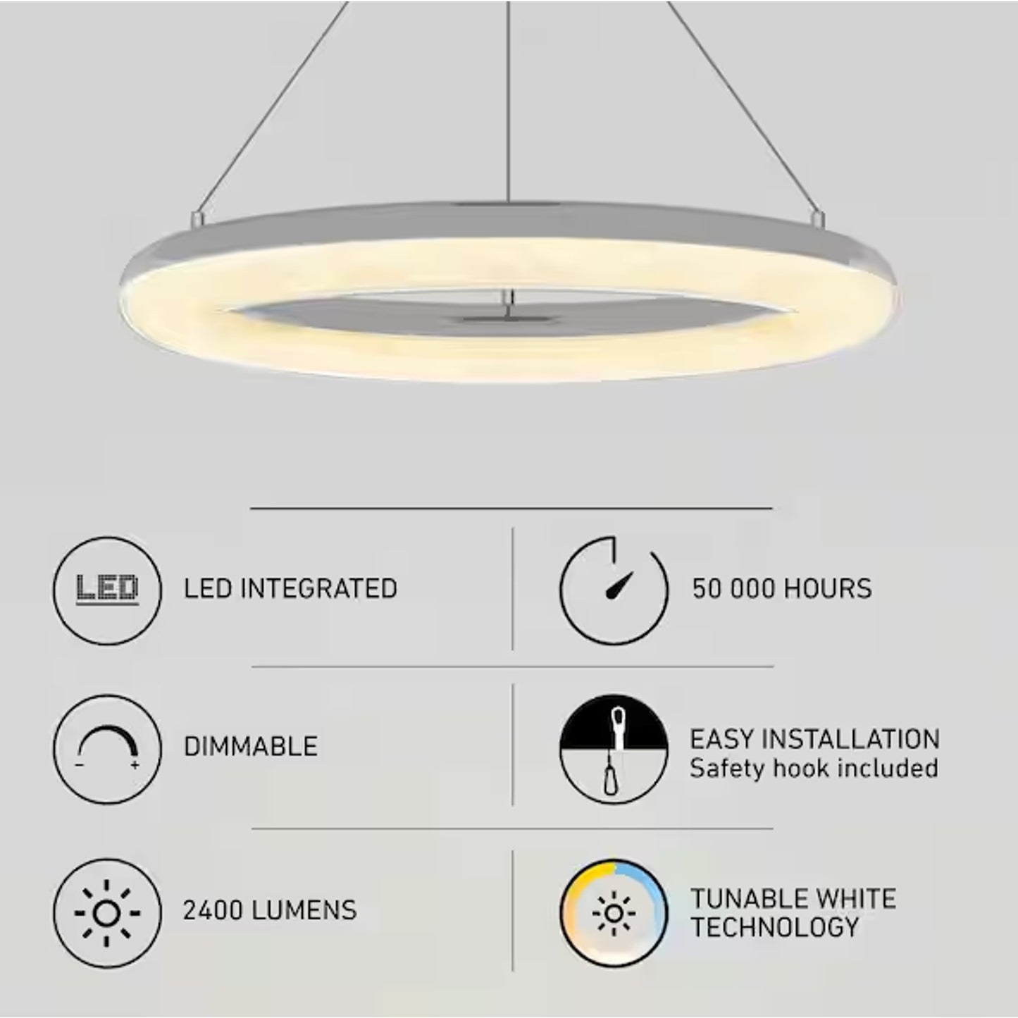 Artika Famous Optical 25-Watt 1 Light Chrome Modern 5 CCT Integrated LED Pendant