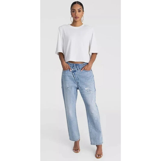 KBB by KAHLANA Women's Mid-Rise Tapered Leg 'The Dylan Jean' - Light Wash 8