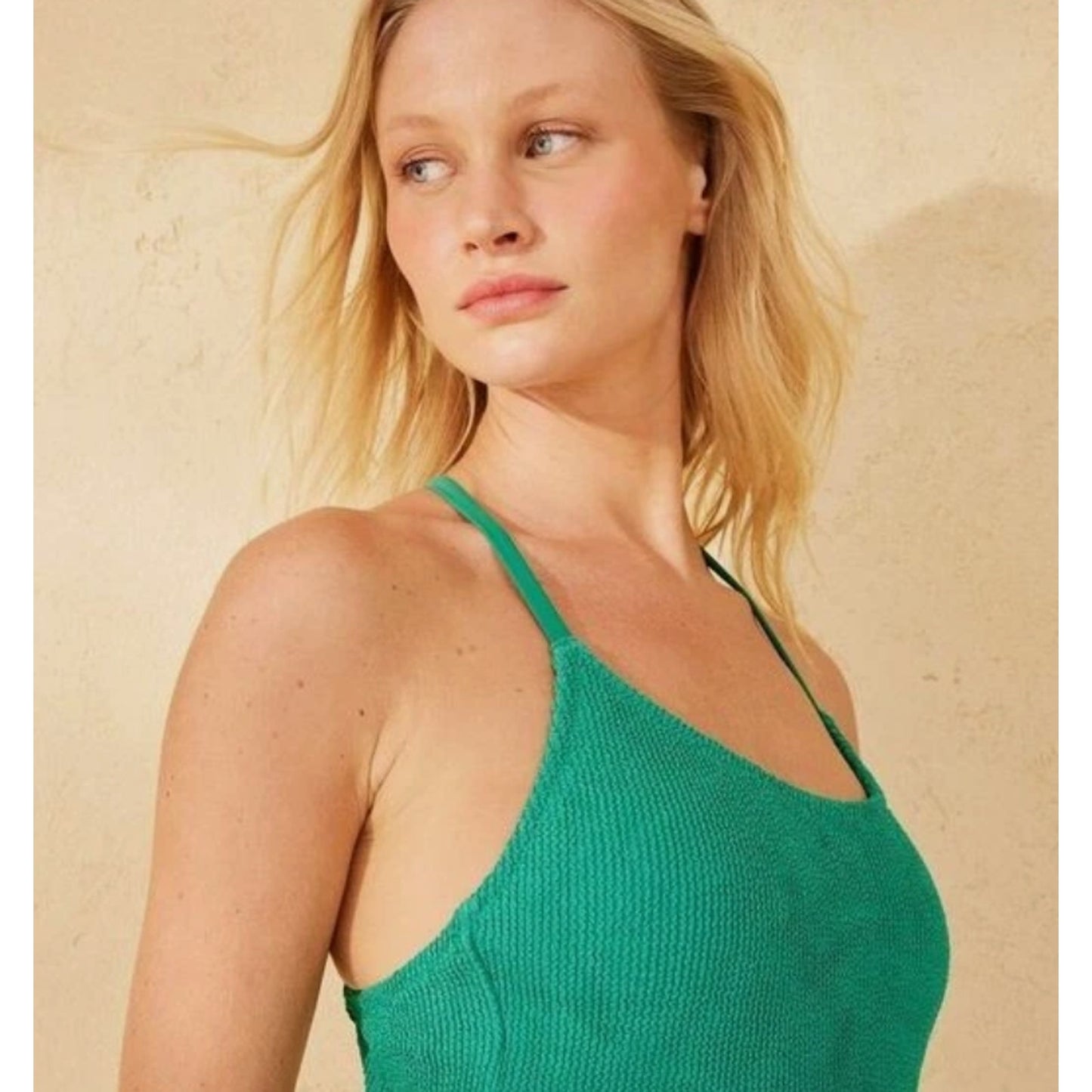 Women's Pucker Textured Cross Back Cheeky One Piece Swimsuit - Shade & Shore L