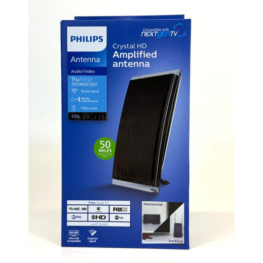 Philips Crystal HD, Amplified Antenna,50 Miles,Audio/Video,Free Local TV