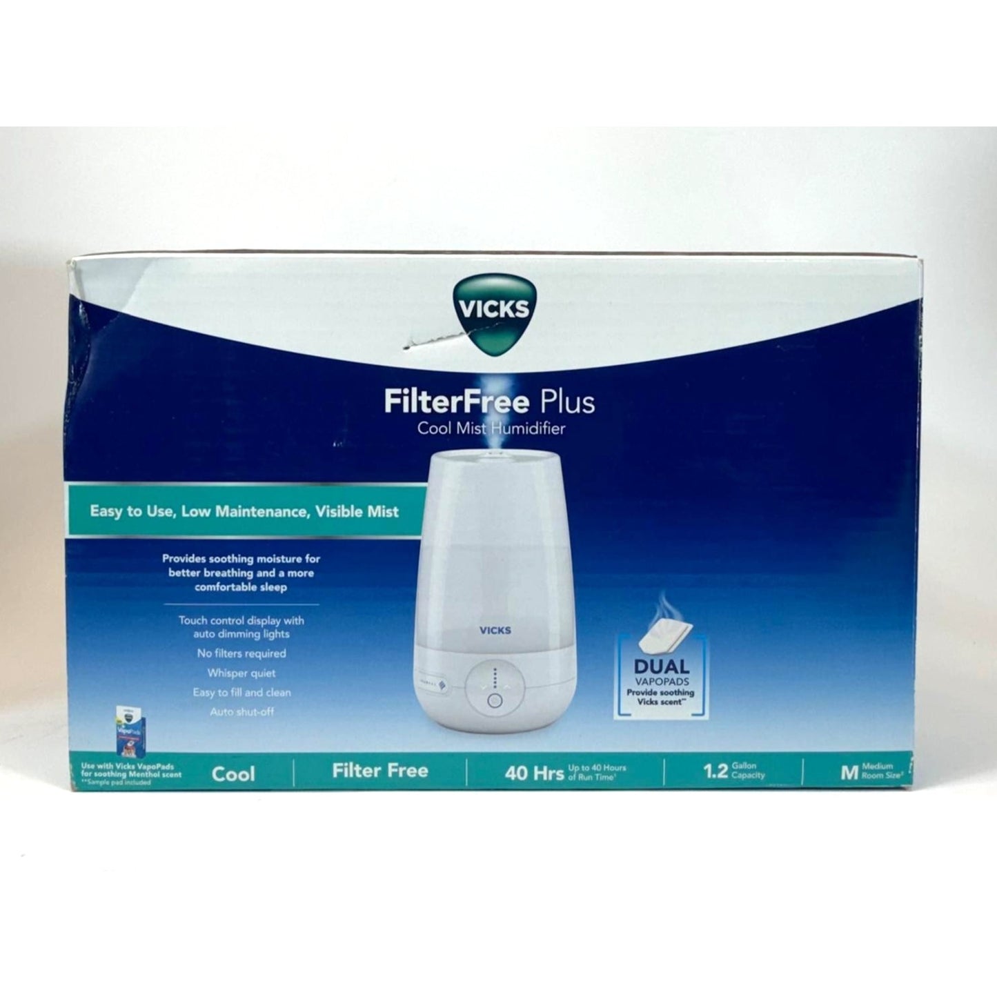 Vicks Filter Free Plus Cool Mist Ultrasonic Humidifier - 1.2gal - Medium