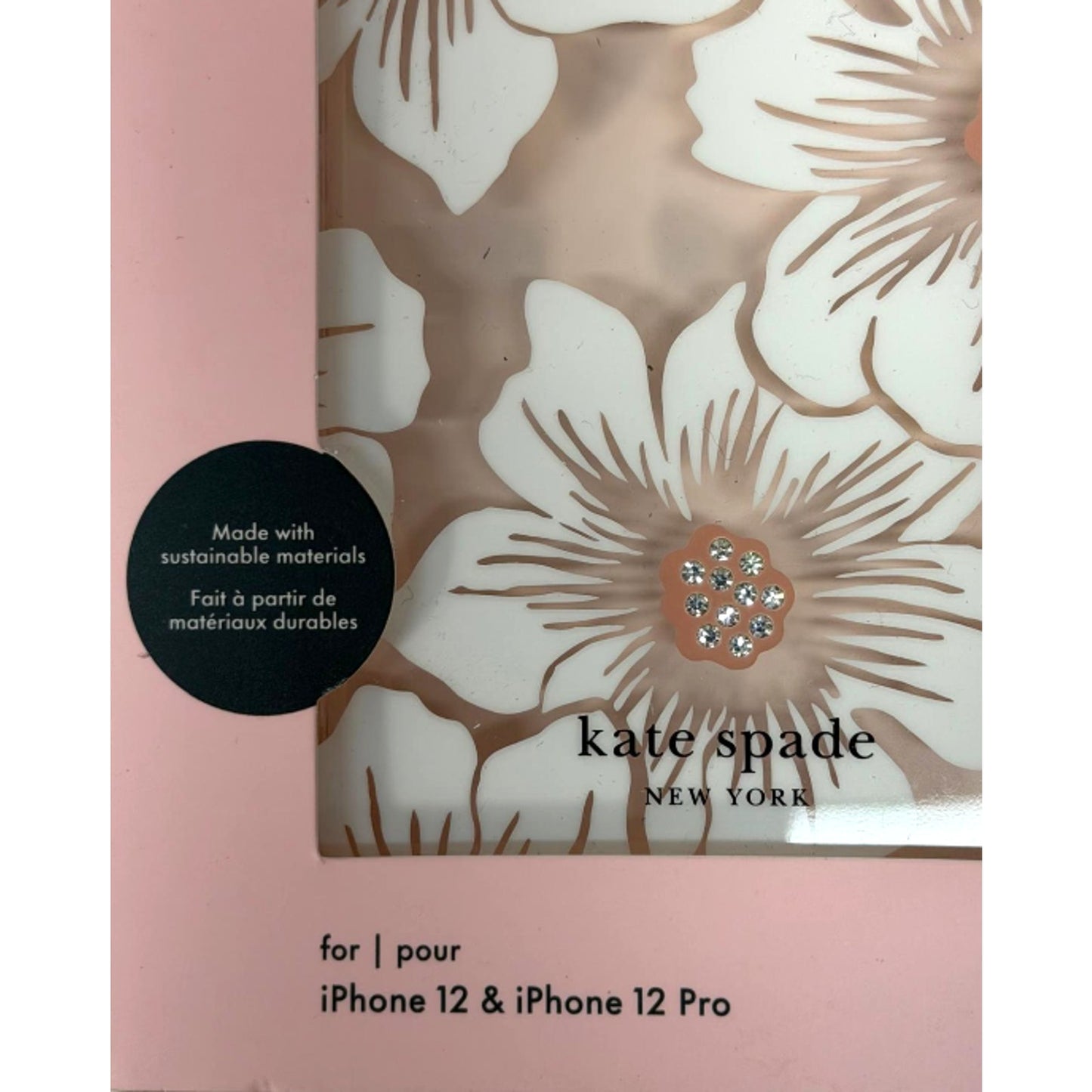 Kate Spade New York Protective Case iPhone12 &12 Pro Floral White Rhinestone