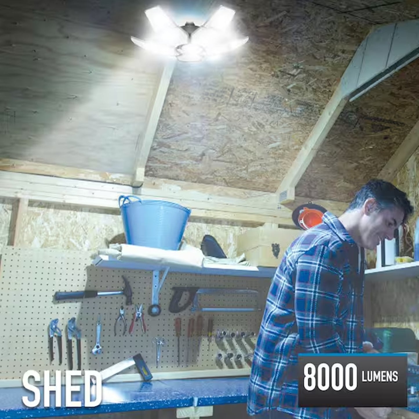 40-Watt Motion-Activated LED Garage Light with 10-Adjustable Panels, 372 LED Bul