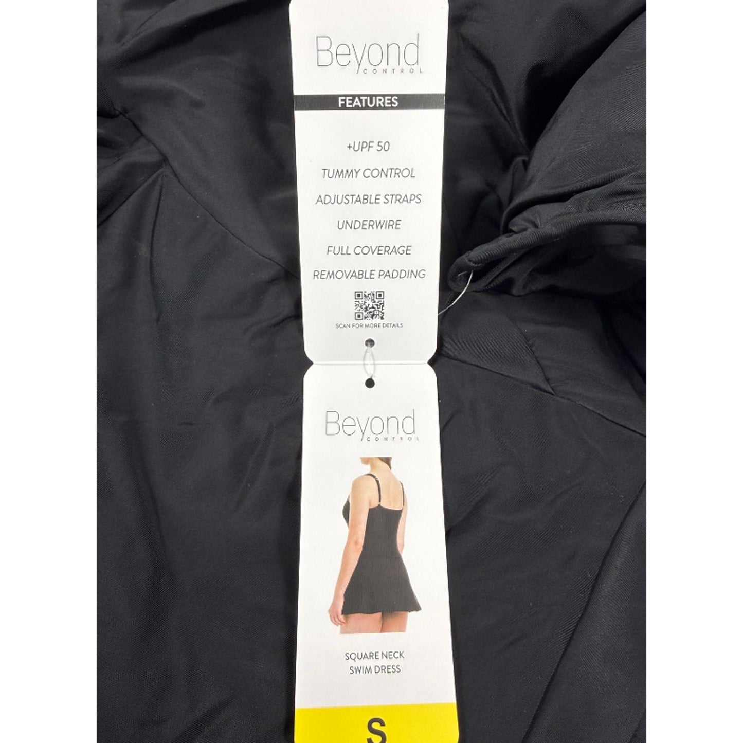 Beyond Control Womens Swim Dress UPF 50 Tummy Control Adjustable Straps, Black S