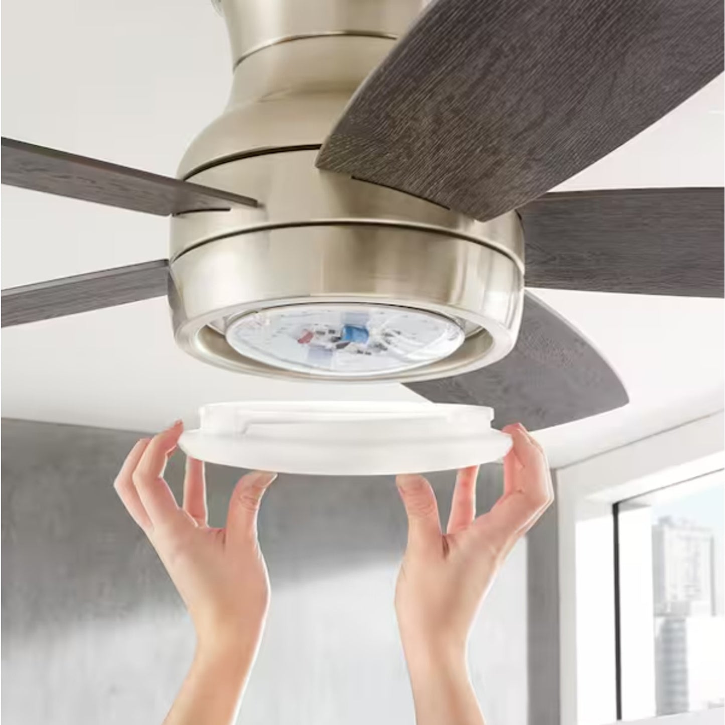 Ashby Park 52 in White Ceiling Fan Brushed Nickel LED Light Remote Control