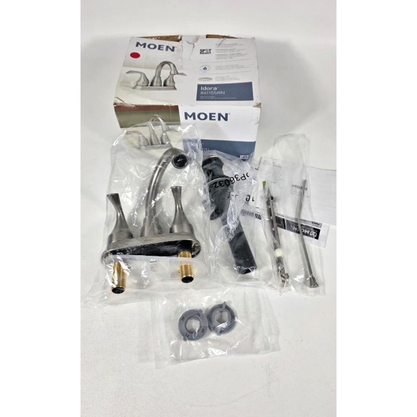 MOEN 84115SRN Idora Spot Resis Brushed Nickel 4" Centerset Bathroom Faucet Drain
