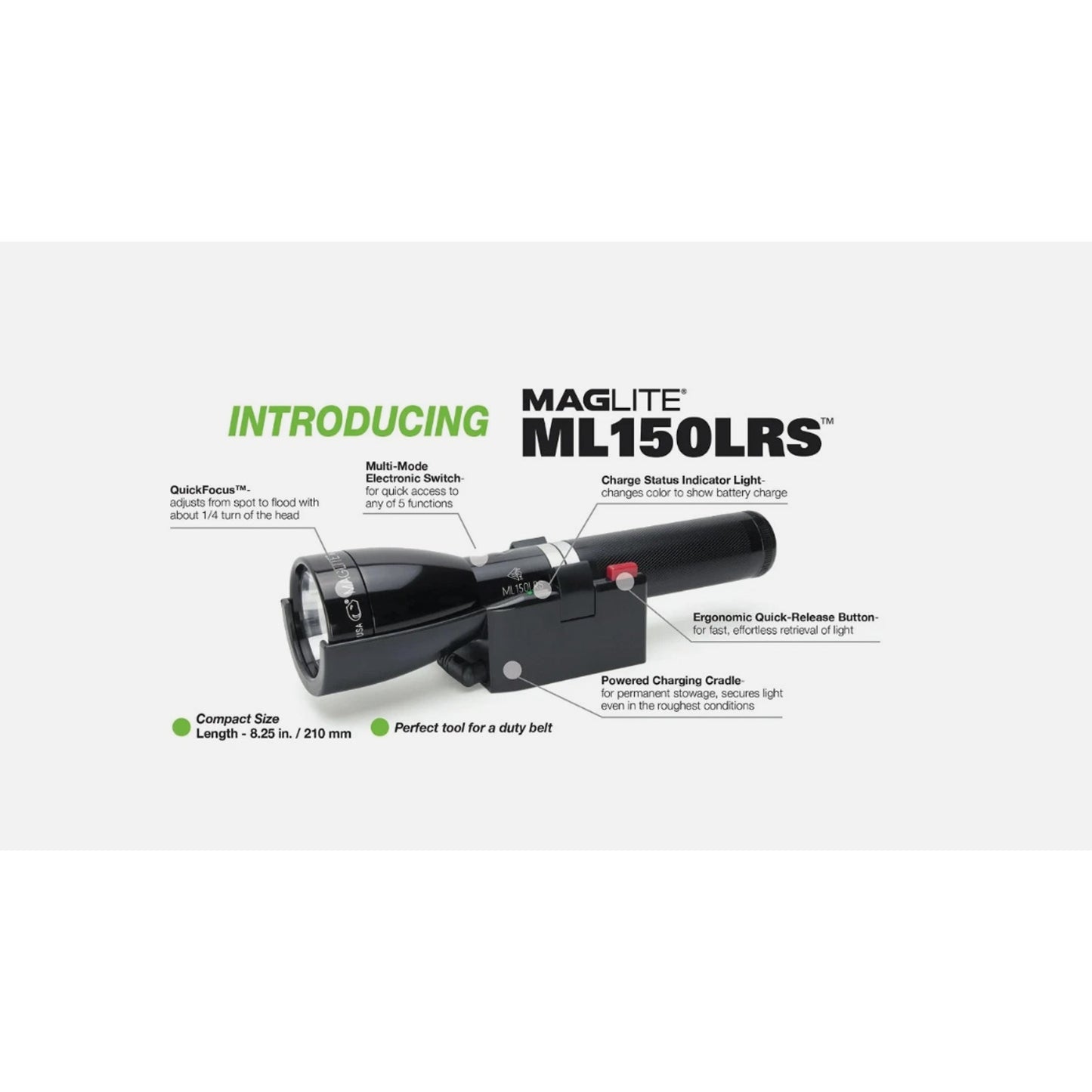 Maglite ML150LRS LED Rechargeable Flashlight Black 819 Lumens