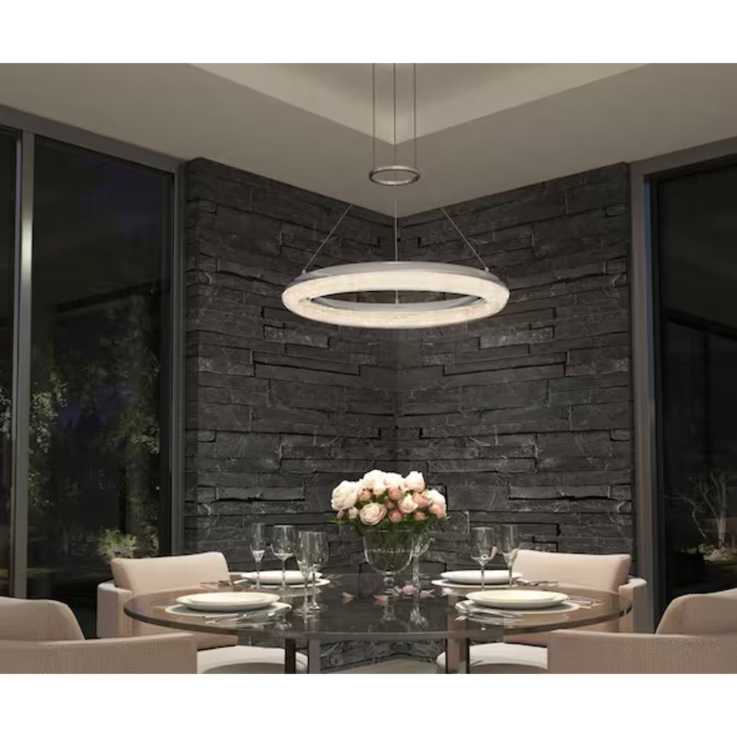 Artika Famous Optical 25-Watt 1 Light Chrome Modern 5 CCT Integrated LED Pendant