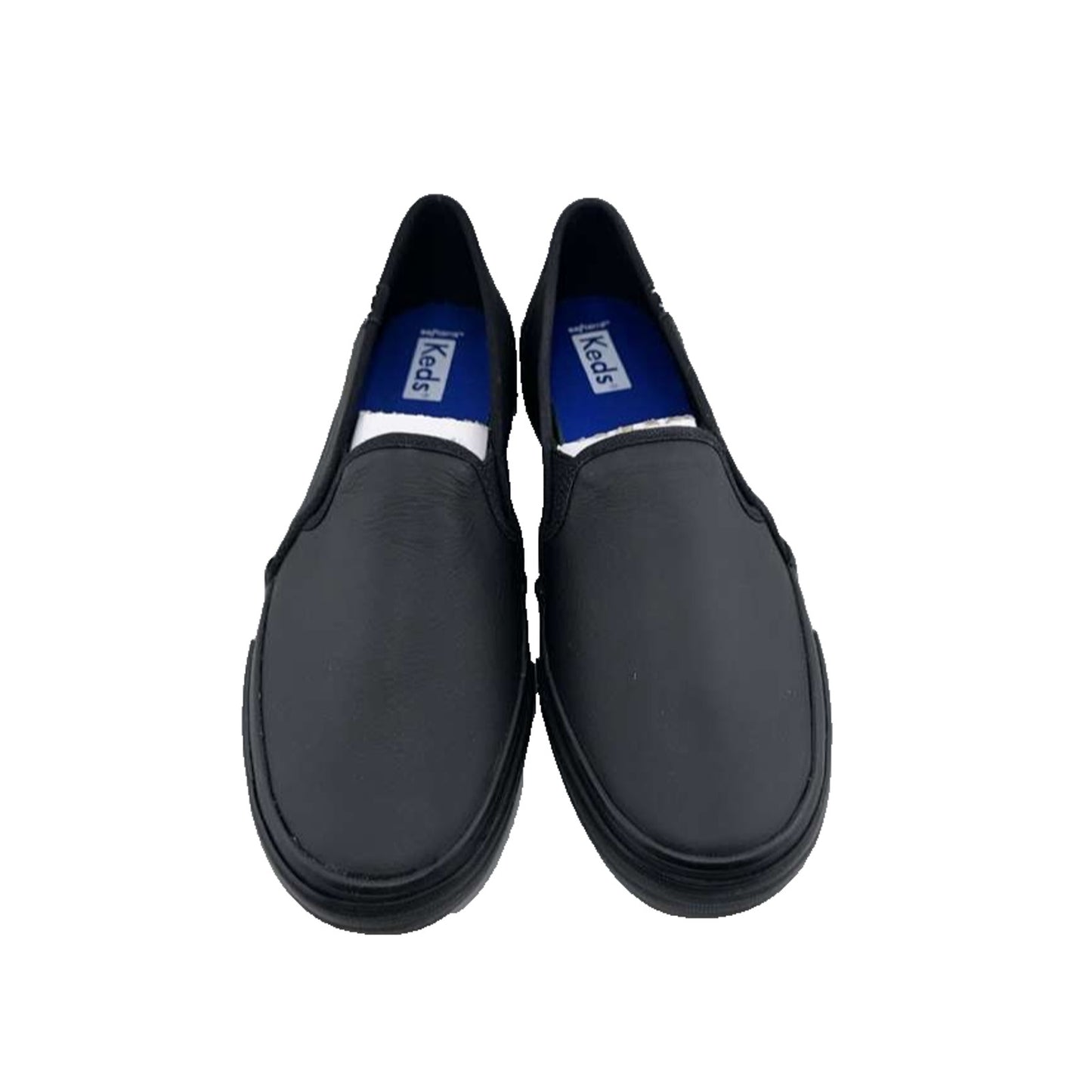 KEDS Women's Double Decker Leather Slip-on Sneaker in Black Size 8.0